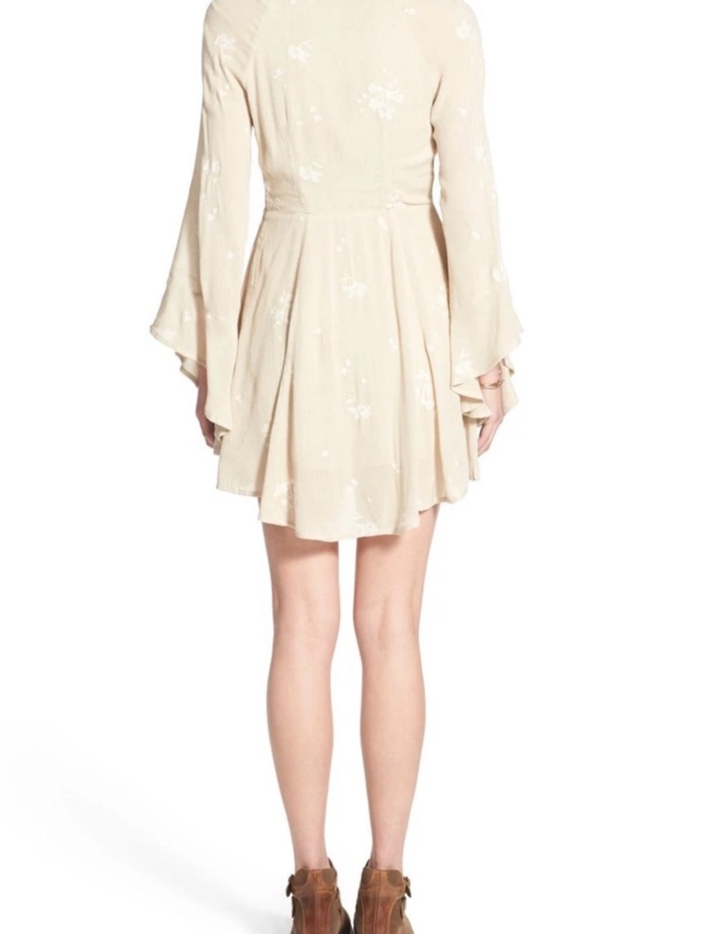 Free People Beige Floral Tunic Dress Lightweight Boho Women’s Size Medium - Picture 4 of 16